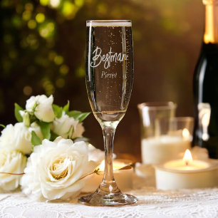 Bestman Wedding Elegant Script Champagne Flute