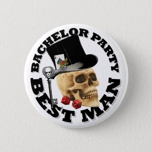 Bestmans Gothic gambling skull bachelor party Button