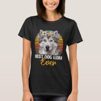 bests Dog Mom Ever Retro vintages Siberian Husky L T-Shirt