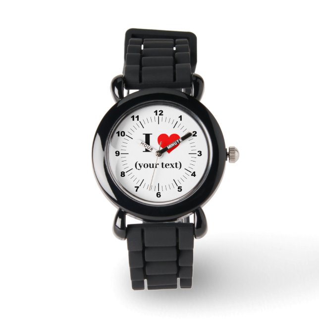 BESTSELLER! Kids Black Silicone Strap- Custom I❤️ Watch (Front)