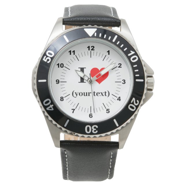 BESTSELLER! Men's I❤️ Black Leather Strap Watch (Front)