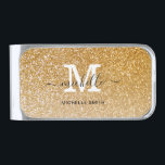 Bestselling Monogram Gold Glitter Sparkle  Silver Finish Money Clip<br><div class="desc">Bestselling Monogram Gold Glitter Sparkle</div>