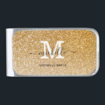 Bestselling Monogram Gold Glitter Sparkle  Silver Finish Money Clip<br><div class="desc">Bestselling Monogram Gold Glitter Sparkle</div>