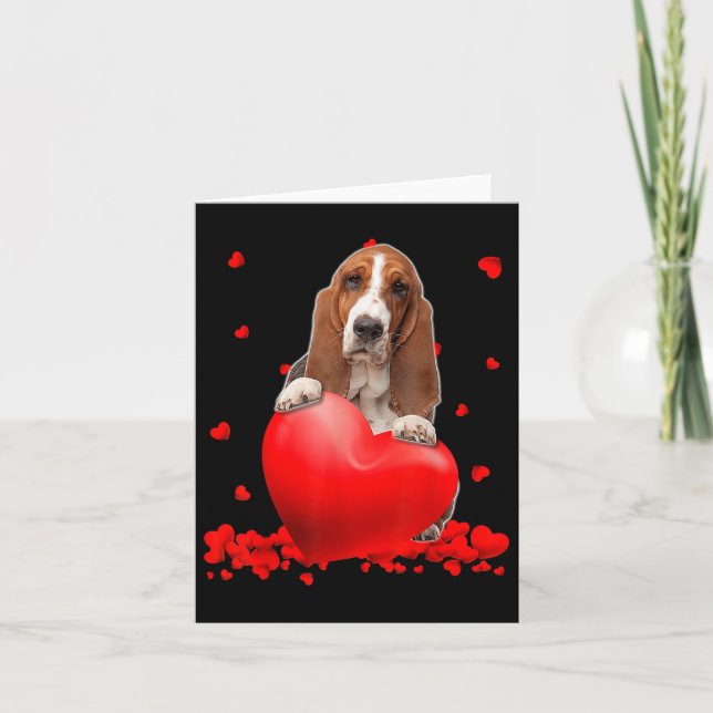Bet Hound Dog Heart Valentines Day Couple Men Wome Card (Front)