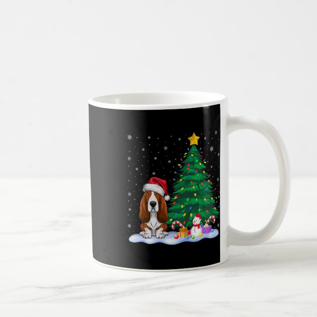 Bet Hound Dog Xmas Tree Lights Reindeer Hat Christ Coffee Mug (Right)