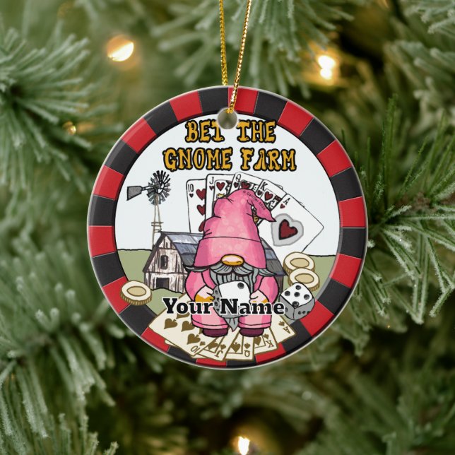 Bet the farm gnome  ceramic ornament (Tree)