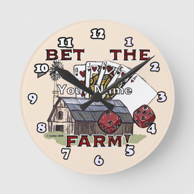 Bet The Farm Poker  Round Clock (Front)