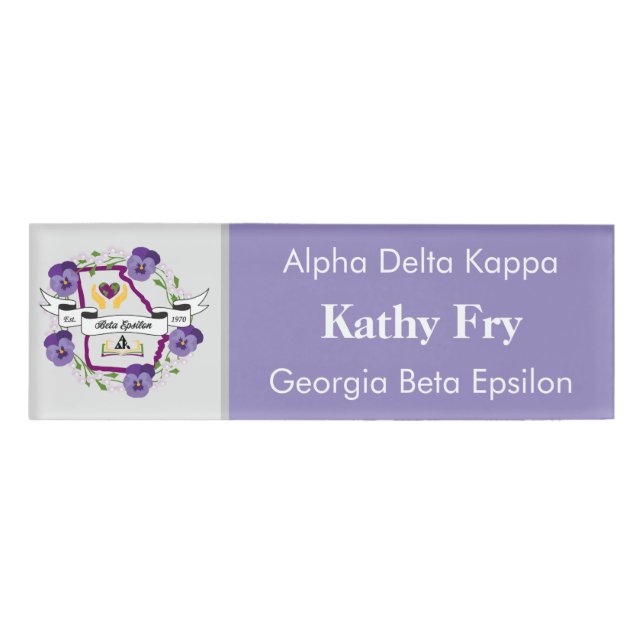 Beta Epsilon Small Nametag Centered Editable Name Tag (Front)