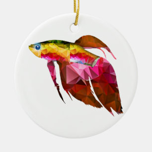 Beta Fish for Polygon Mosaic Pink Ceramic Ornament