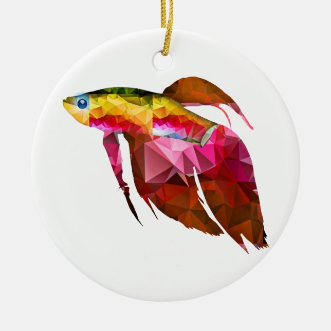Beta Fish for Polygon Mosaic Pink Ceramic Ornament (Front)