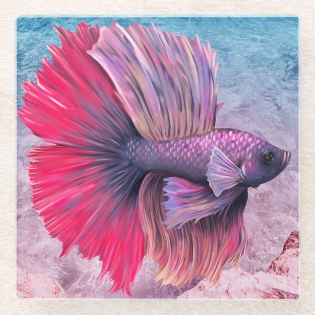 Beta Fish Glass Coaster (Front)