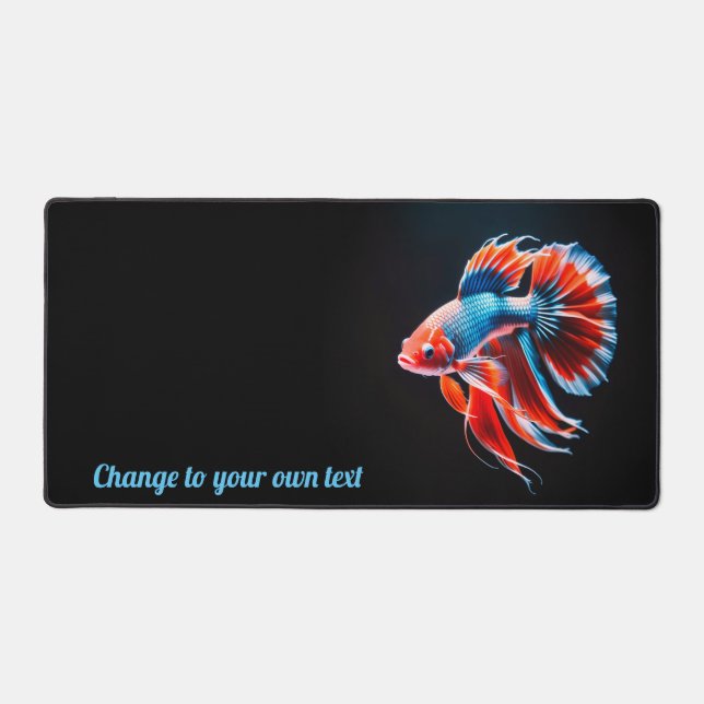 beta fish on black desk mat (Front)
