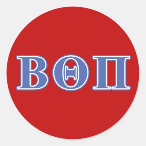 Beta Theta Pi Blue Letters Classic Round Sticker