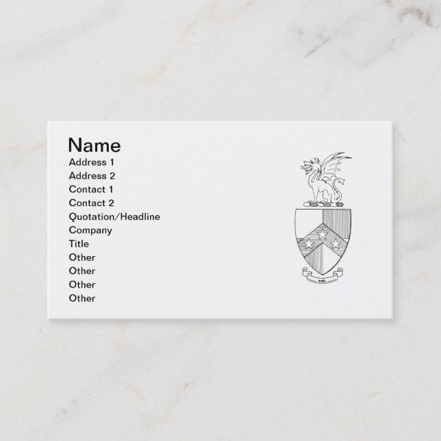 Beta Theta Pi Coat of Arms Business Card (Front)