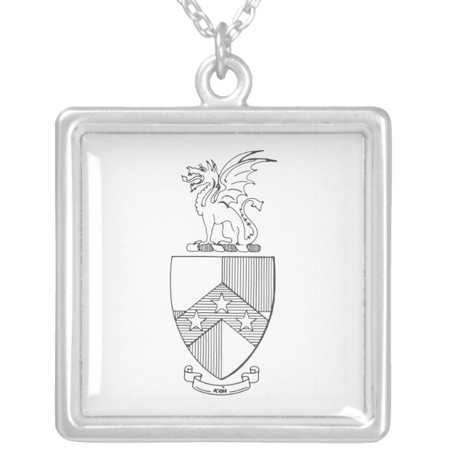 Beta Theta Pi Coat of Arms Silver Plated Necklace (Front)