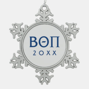 Beta Theta Pi Greek Letters Snowflake Pewter Christmas Ornament