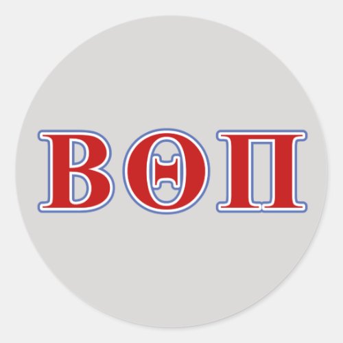 Beta Theta Pi Red and Blue Letters Classic Round Sticker