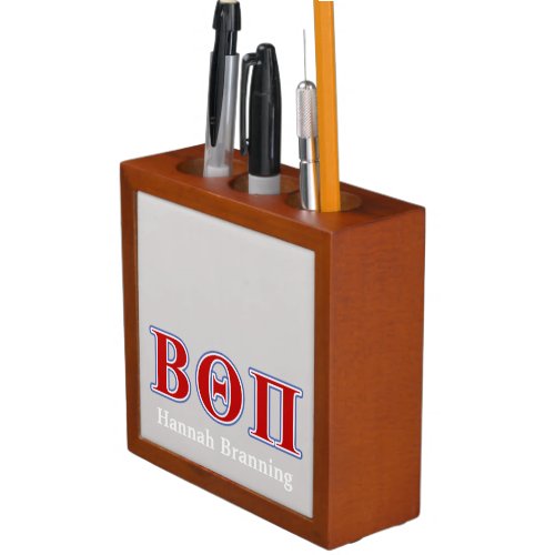 Beta Theta Pi Red and Blue Letters Desk Organizer