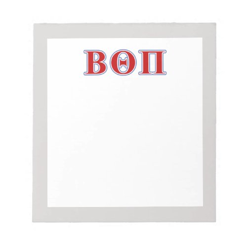 Beta Theta Pi Red and Blue Letters Notepad