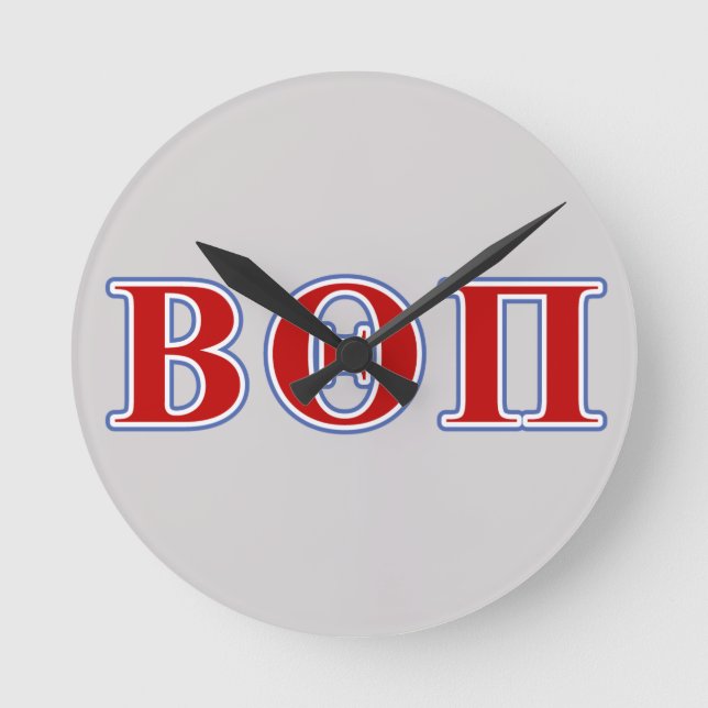 Beta Theta Pi Red and Blue Letters Round Clock (Front)