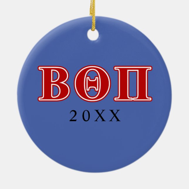 Beta Theta Pi Red Letters Ceramic Ornament (Back)