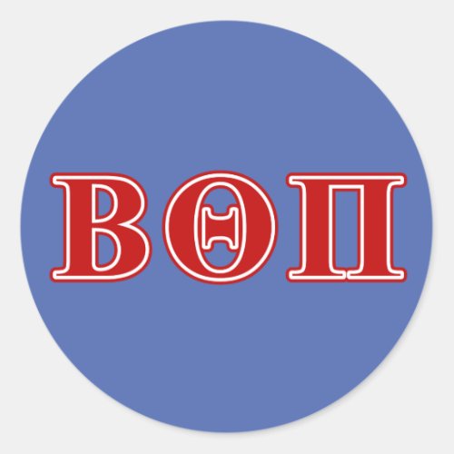 Beta Theta Pi Red Letters Classic Round Sticker