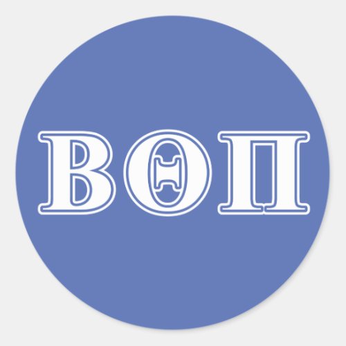 Beta Theta Pi White and Blue Letters Classic Round Sticker