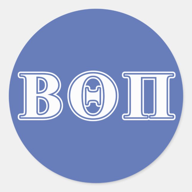 Beta Theta Pi White and Blue Letters Classic Round Sticker (Front)