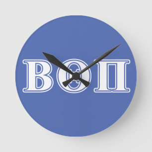 Beta Theta Pi White and Blue Letters Round Clock