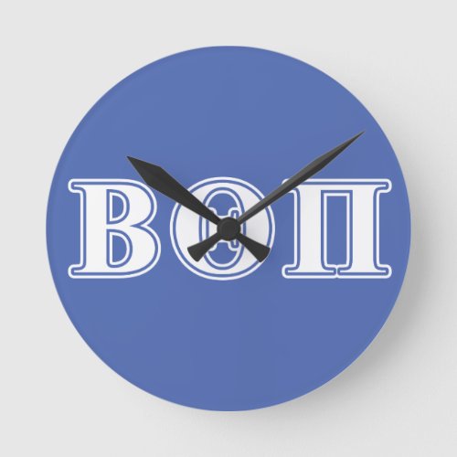 Beta Theta Pi White and Blue Letters Round Clock