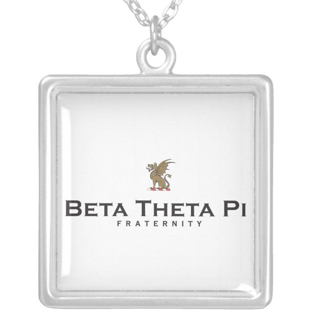 Beta Theta Pi with Dragon - Color Silver Plated Necklace (Front)