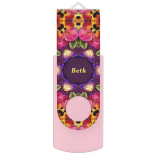 BETH ~ EASTER Pansy Pattern ~Personalized ~ Flash Drive