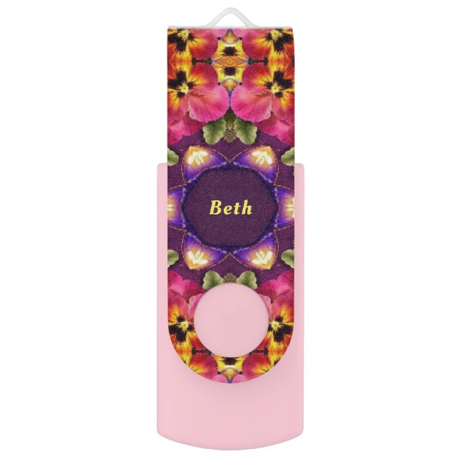 BETH ~ EASTER Pansy Pattern ~Personalized ~ Flash Drive (Back (Vertical))