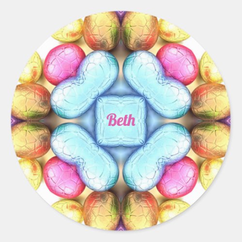 BETH EASTER  WOW Pretty Eggs for Easter Giving  Classic Round Sticker