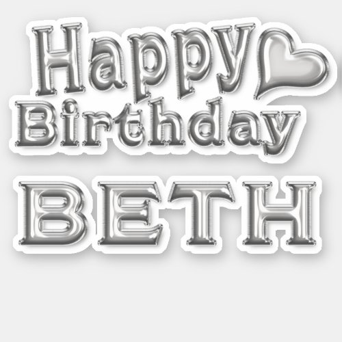 Beth Happy Birthday silver sticker
