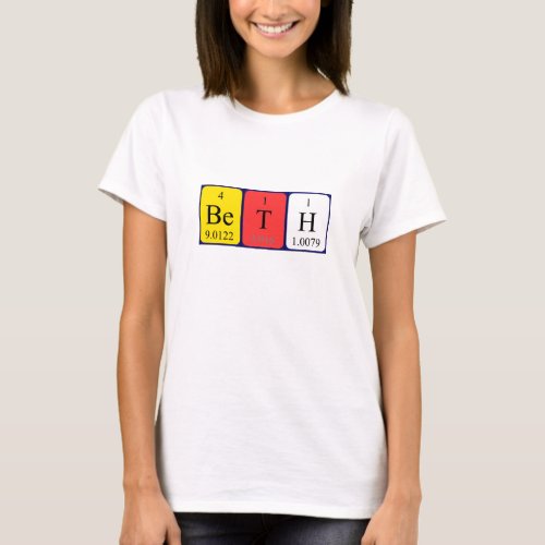 Beth periodic table name shirt