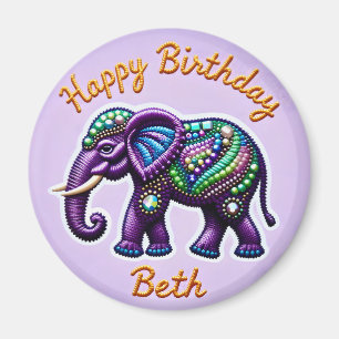 BETH ~ Personalized Purple Elephant  Magnet