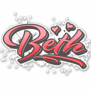Beth red Heart Graffiti Sticker Decal