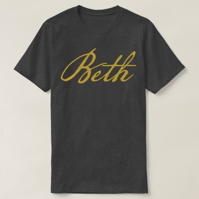Beth Typography Gold Script T-Shirt (Design Front)