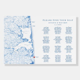 Bethany Beach 12 table Blue Wedding Seating Chart Foam Board
