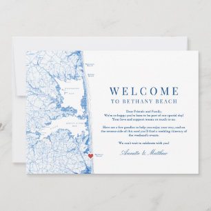 Bethany Beach Blue Wedding Welcome Itinerary Thank You Card