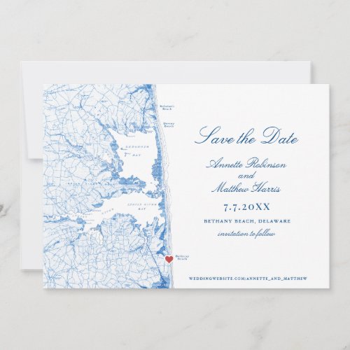 Bethany Beach Delaware Map Elegant Blue Wedding Save The Date