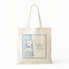 Bethany Beach Delaware Map Navy Blue Wedding Tote Bag