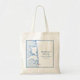 Bethany Beach Delaware Map Navy Blue Wedding Tote Bag