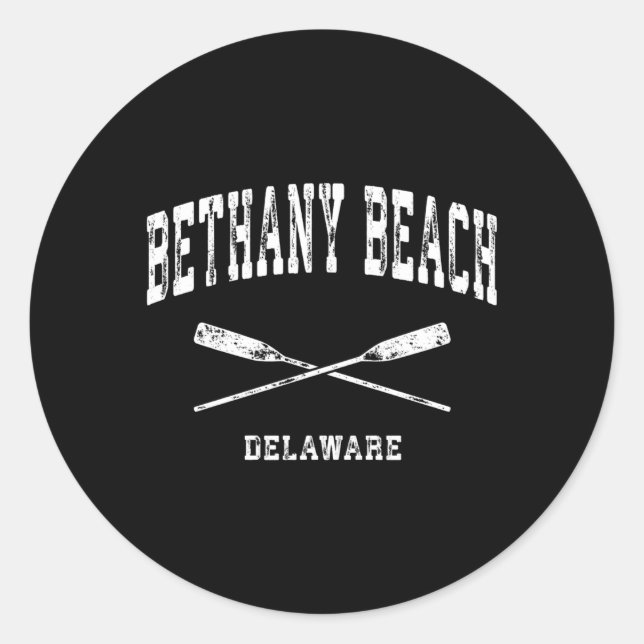 Bethany Beach Delaware Nautical Crossed Oars Classic Round Sticker (Front)