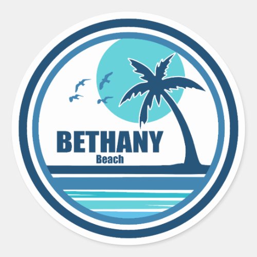Bethany Beach Delaware Palm Tree Birds Classic Round Sticker