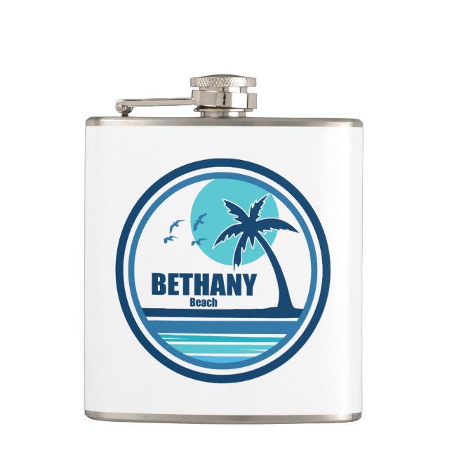 Bethany Beach Delaware Palm Tree Birds Flask (Front)