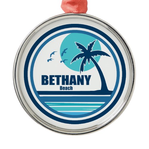 Bethany Beach Delaware Palm Tree Birds Metal Ornament