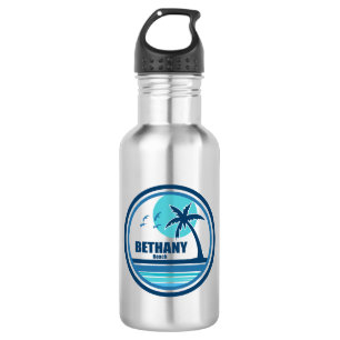 Bethany Beach Delaware Palm Tree Birds Stainless Steel Water Bottle