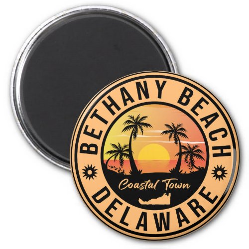 Bethany Beach Delaware Palm Trees Retro Sunset 80s Magnet